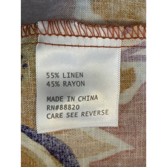 Rachel Rachel Roy Linen Floral Top 2X Tropical Flutter Sleeve V-neck NWT - Picture 4 of 6